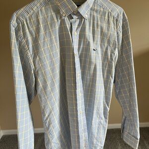 Vineyard Vines Blue and Yellow Plaid Shirt